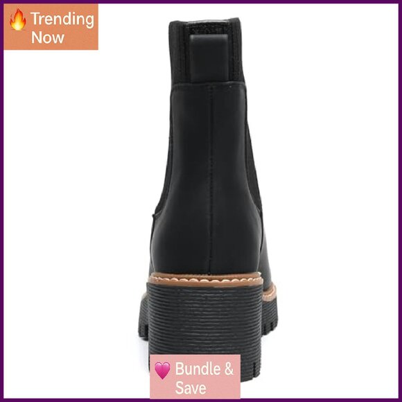 Platform Chelsea Boots Elastic Ankle Heel Lug Sole Chunky Booties - Picture 5 of 8